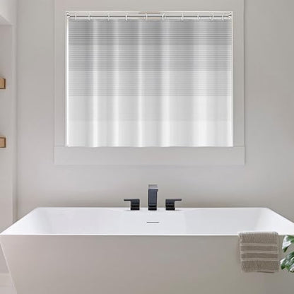 Boho White Gray Striped Small Bathroom Window Curtain 60" Wx48 L | Black Bohemian Geometric, Polyester Waterproof, Machine Washable, Kitchen Dishwasher Cabinet , Easy to Install with 10 Hooks - color: Grey, size: 60"W x 48"L (Pack of 1)