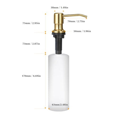Soap Dispenser for Kitchen Sink, Built in Sink Soap Dispenser Lotion Dispenser with 17 OZ Bottle, Refill from The Top Bar Sink Soap Dispenser, Gold - color: Golden