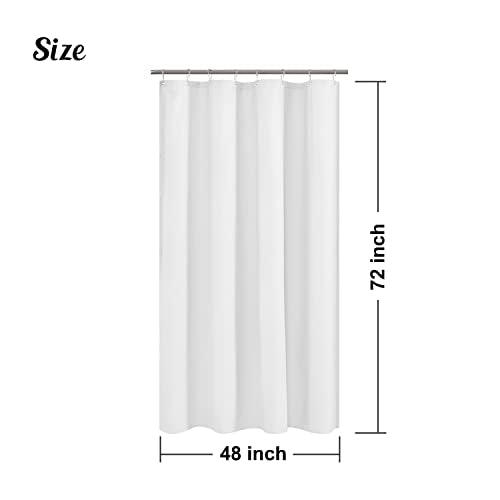 Embossed Microfiber Stall Shower Curtain Liner 48 x 72 inches, Soft Fabric Shower Curtain Washable and Water Repellent,48x72, White - color: White, size: 48"W x 72"L (Pack of 1)