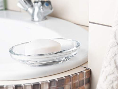 Barski Glass Soap Dish - Bar Holder - Tray - - Oval - 5.75" Length - Very Thick Glass - for Bathroom and Shower - Kitchen - Sink - Powder Room - Classic Clear Made in Europe