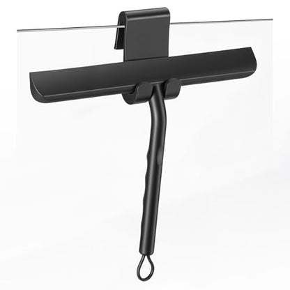 Silicone Shower Squeegee, Shower Screen Squeegee for Bathroom and Glass, Cleans Scrapers and Mirrors without Traces – Practical Cleaning Accessory – 21 cm, Black - color: Black