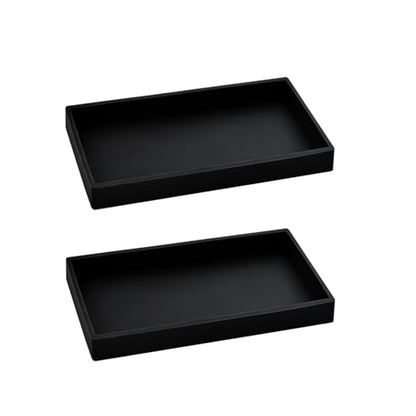 2PCS 7.87” L x 3.93” W Silicone Soap Dispenser Trays, countertop Tray for Kitchen Counter, Toilet, Small Black Tray for Scrubber, Lotion Bottles, Perfume, Jewelry, Candle, Key Trinket Ring-Black - color: Black （2pcs Small 7.87”）