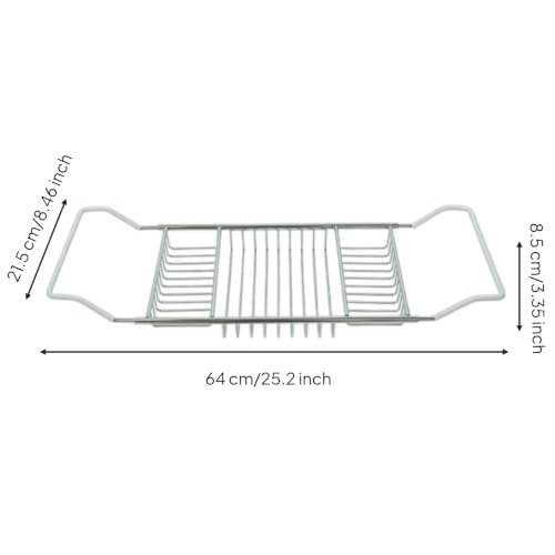 Bathtub Rack Adjustable Bathtub Tray Rust Resistant Bath Tray for Home Spa, Chrome Plated Silicone Handle Stainless Steel Bathroom Rack Without Book Holder - style: Chrome Plated Silicone Handle Stainless Steel Bathroom Rack Without Book Holder