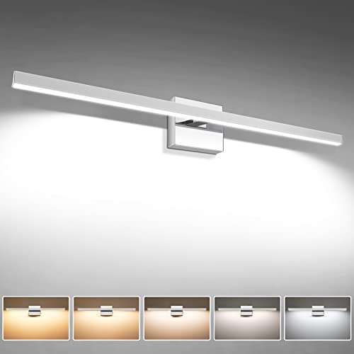 VOLISUN Modern Bathroom Vanity Light 31.5 inch, 18W Dimmable 5CCT Led Bathroom Light Fixture Over Mirror, Chrome Bar Wall Lights for Bathrooms Mirror Cabinets Bedroom-ETL Certificated - color: Chrome, size: 31.5inch