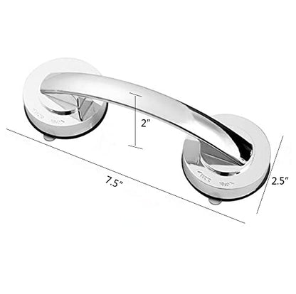 Glass Handle, Suction Cup Handle, Suitable for Bathroom Sliding Door, Cabinet, Terrace Sliding Door, Shower Handrail. No Hole Punching - color: Large silver