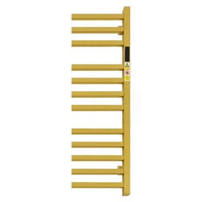 WMHYLYH 14 Bar Luxury Gold Towel Warmer Rack for Bathroom, Wall Mounted Electric Heated Towel Rack with Timer & Fahrenheit Temperature Control, Stainless Steel Towel Heater for Bathroom(Brushed Gold)