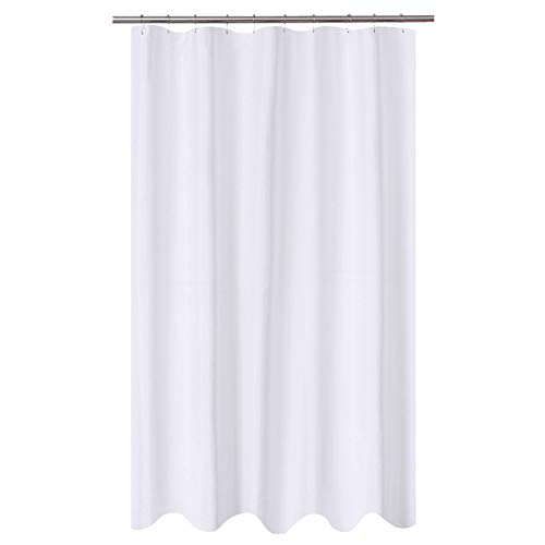N&Y HOME Fabric Shower Curtain Liner Extra Long Stall Size 54 x 80, White | Hotel Quality, Bottom Magnets, Machine Washable, Water Repellent, 54x80 inches Bathroom Curtain with Grommets - color: White, size: 54"W x 80"L (Pack of 1)
