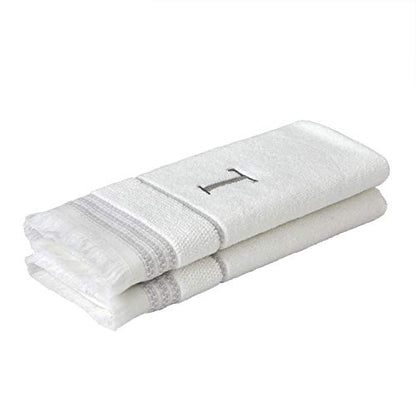 SKL Home Casual Monogram Hand Towel Set, T, 16x26, White 2 Count - color: Casual Monogram Hand Towel Set, size: Hand Towel Set, style: T