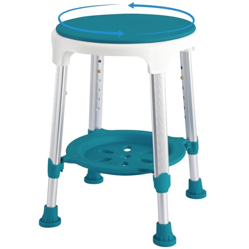 Shower Stool Chair for Inside Shower | Upgrade Small Corner Plastic Stool for Seniors Adult, 360° Swivel Shower Seat Stool for Bathroom (Green) - color: Green