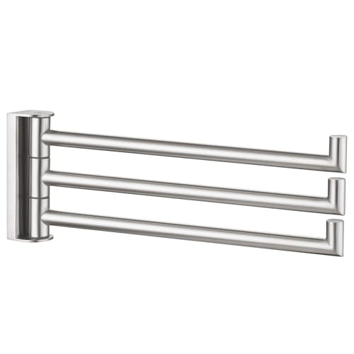 Angle Simple Swivel Hand Towel Holder 3 Bars, Brushed Nickel, 9.84" | SUS304 Stainless Steel Bathroom Kitchen Towel Rack Hanger, Fold Flat to the Wall, Screws Mount - color: Brushed Nickel