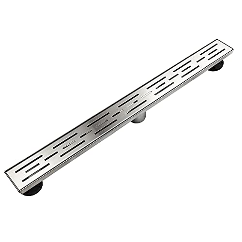 Neodrain 28-Inch Brushed Linear Shower Drain with Brick Pattern Grate | 304 Stainless Steel,Durable Bathroom Floor Drain,Rectangle Linear Drain with Hair Strainer & Adjustable Feet,CUPC certified - color: Stainless, size: 28 In