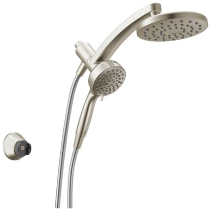 Delta 6-Setting PivotPro 3-in-1 Combination Shower Head with ProClean Spray, Brushed Nickel Round Shower Head Rainfall with Handheld Spray, 1.75 GPM, SpotShield Brushed Nickel 75649SN - color: Spotshield Brushed Nickel