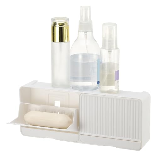 uxcell Soap Holder, 10 x 3.94 x 2 Inches Double Grid Wall Mounted No Drill Soap Dish for Shower, Bathroom & Kitchen - Self Draining Design Keeps Soap Dry (White) - color: White