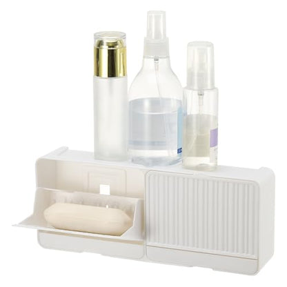 uxcell Soap Holder, 10 x 3.94 x 2 Inches Double Grid Wall Mounted No Drill Soap Dish for Shower, Bathroom & Kitchen - Self Draining Design Keeps Soap Dry (White) - color: White