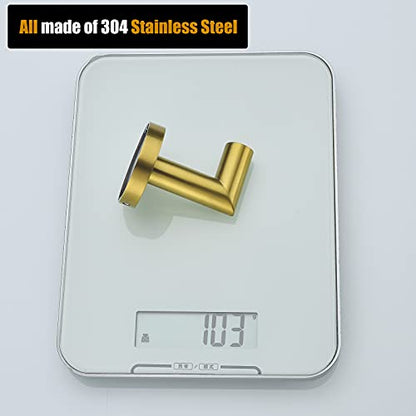 2 Pack Bath Towel Hook, Gold Robe Hook Stainless Steel Bathroom Clothes Coat Hook Wall Mounted Brushed Gold,96018-8BG. - color: Single Hook-Brushed Gold