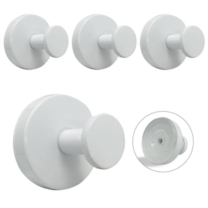 Suction Cup Hooks for Shower - 4 Pack, White - Stainless Steel, Strong Suction, No Drill, Removable Hanger, Tile Bathroom Kitchen Wall, Glass Door, Mirror Hook Hanging Robe, Towel Holder - color: White