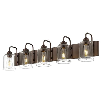 zeyu 5-Light Modern Vanity Light Fixture, 36" Bathroom Light Fixtures Wall Mount with Clear Glass, Oil Rubbed Bronze Finish, ZSL72B-5W ORB - color: Oil-Rubbed Bronze, size: 5-Light