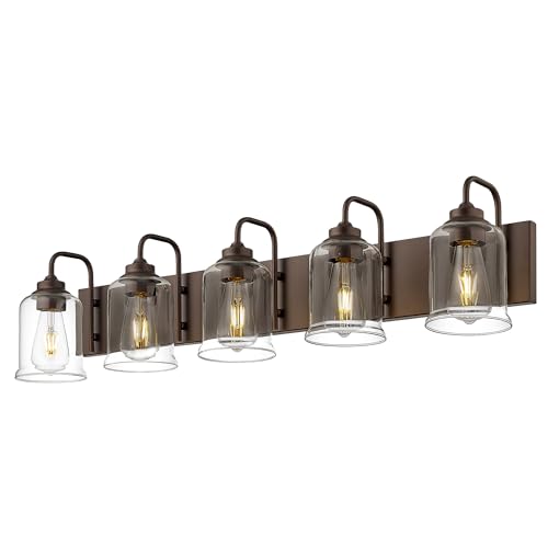 zeyu 5-Light Modern Vanity Light Fixture, 36" Bathroom Light Fixtures Wall Mount with Clear Glass, Oil Rubbed Bronze Finish, ZSL72B-5W ORB - color: Oil-Rubbed Bronze, size: 5-Light