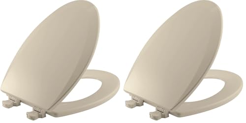 Bemis 1500EC 146 Almond Elongated Molded Wood Toilet Seat with Easy-Clean & Change Hinge (Pack of 2) - color: Almond, size: Elongated (Pack of 2)