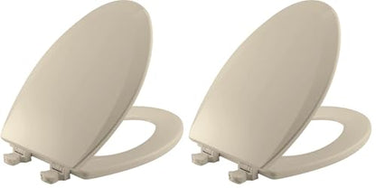 Bemis 1500EC 146 Almond Elongated Molded Wood Toilet Seat with Easy-Clean & Change Hinge (Pack of 2) - color: Almond, size: Elongated (Pack of 2)