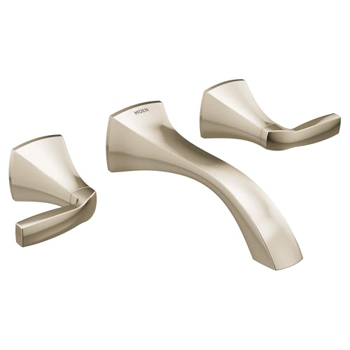 Moen T6906NL Voss Two-Handle Wall Mount Bathroom Faucet Trim, Valve Required, Polished Nickel - color: Polished Nickel