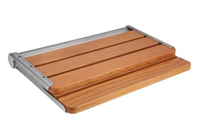 18" Folding Shower Seat Wall Mounted, Home Care Wood Bench for Inside Shower