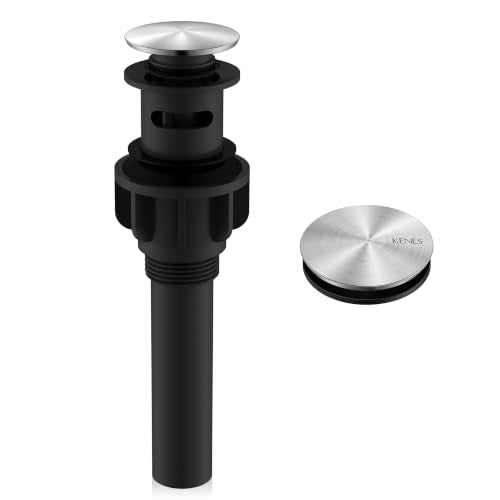 Brushed Nickel Bathroom Sink Drain Pop Up Sink Drain with Overflow | Bathroom Vanity Sink Drain Assembly, Built-in Anti-Clogging Strainer, Plastic Pop Up Drain for Bathroom Vanity Lavatory Sink - color: Brushed Nickel, size: Big Pop up Cap (With Overflow)
