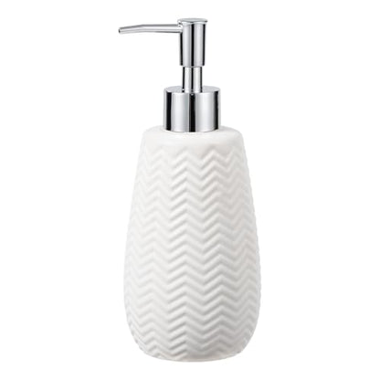 White Soap Dispenser,Wavy Design Ceramic Dispenser for Bathroom, Kitchen, Hand Soap, Dish Soap, Bathroom Countertop - color: White