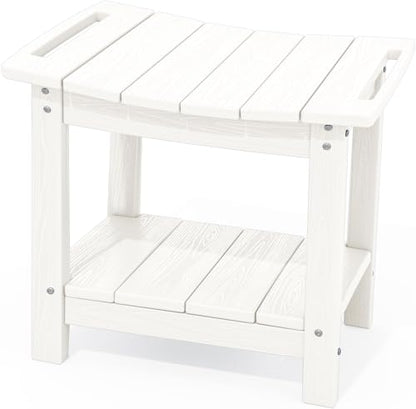 SERWALL Shower Bench, 18" Shower Stool for Inside Shower, HDPE Waterproof Shower Seats for Adults with Storage Shelf & Handles, 360 lbs Capacity- White - color: White