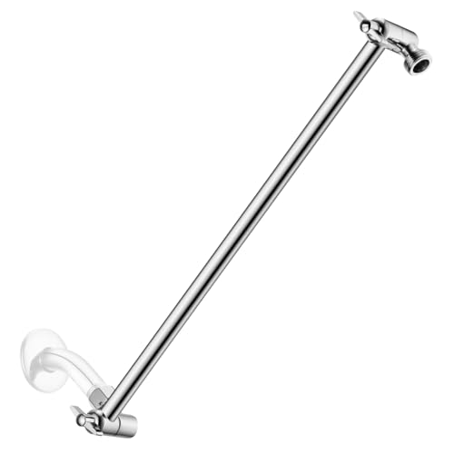 15 Inch Extra Long Adjustable Shower Head Extension Arm With Locking Set Screw, Singing Rain 304 Stainless Steel Chrome Angle Height Adjustable, G1/2 Universal Connector Compatible (Chrome Finish) - color: 1. Chrome, style: 15 inch