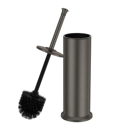 Pewter Toilet Brush and Holder，Extra Long Handled Toilet Brush for Bathroom，Stainless Steel Heavy Duty Toilet Bowl Brush,Removable Inner Bowl,Deep Cleaning Dense Bristles Cleaner Brush -Space Saving - color: Pewter