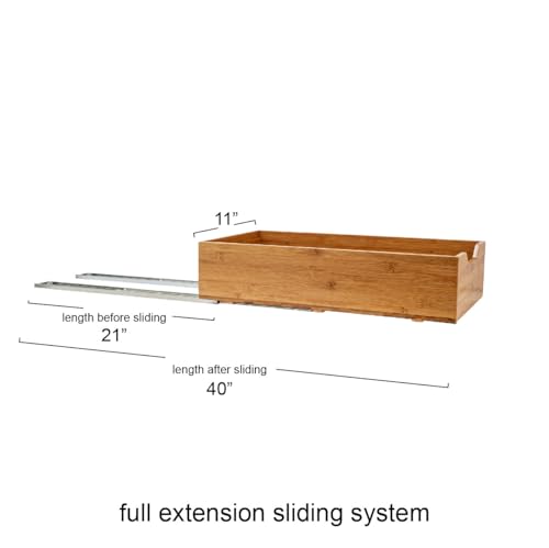 Household Essentials Glidez Bamboo and Steel Pull-Out/Slide-Out Storage Organizer for Under Cabinet Use - 1-Tier Design - Fits Standard Size Cabinet or Shelf, Natural - size: 11", style: Single Tier