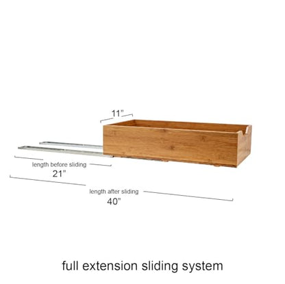 Household Essentials Glidez Bamboo and Steel Pull-Out/Slide-Out Storage Organizer for Under Cabinet Use - 1-Tier Design - Fits Standard Size Cabinet or Shelf, Natural - size: 11", style: Single Tier