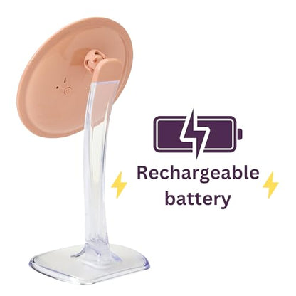 JERDON Lighted Tabletop Makeup Mirror - Makeup Mirror with 5X Magnification in Rose Gold Finish - 7.25-inch Round Vanity Mirror - Model JS725RL | 7.25" Round Frame, Adjustable 12.5" to 16" Height