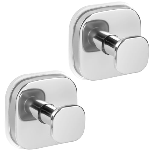 Suction Cup Hooks for Shower, No-Drill Towel Hooks for Bathrooms, Kitchen, Glass Door, Mirror, Tile, Shower Suction Hooks for Hanging Towels, Robe, Loofah, Christmas Wreath (Chrome, 2 Pack) - color: Chrome, size: 2 Pack