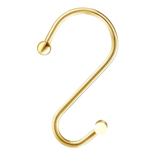Gracelife Gold Rust Resistant Metal Shower Curtain Rings, Set of 12, T-Bar Hooks for Shower Rod - color: Gold