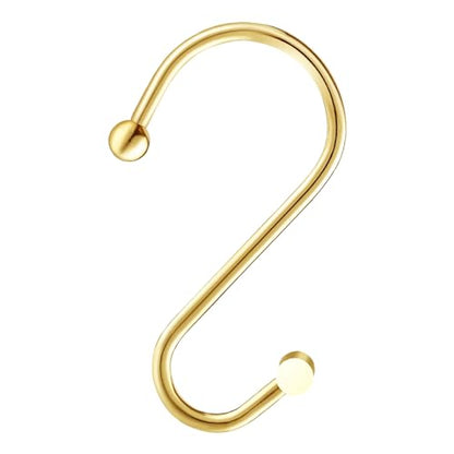Gracelife Gold Rust Resistant Metal Shower Curtain Rings, Set of 12, T-Bar Hooks for Shower Rod - color: Gold