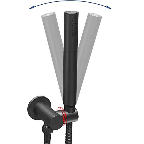 Black Shower Wand Brass Handheld Shower 7 Inch High Pressure Hand Held Shower Head High Flow Sprayer, 2 In 1 Function with 59 inch Hose, Bracket - color: Black