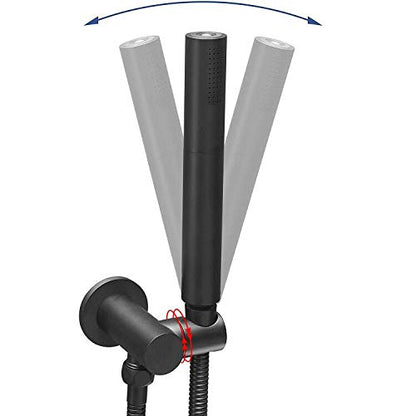 Black Shower Wand Brass Handheld Shower 7 Inch High Pressure Hand Held Shower Head High Flow Sprayer, 2 In 1 Function with 59 inch Hose, Bracket - color: Black