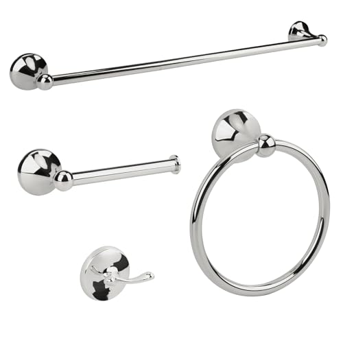4 Piece Antique Bathroom Hardware Accessories Set Chrome,Towel bar Set 24 Inch Towel Bar Set,Towel Rack Set,Bathroom Towel Holder Set - color: Chrome