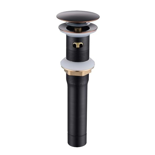 Oil-Rubbed Bronze Bathroom Sink Drain with Overflow - Pop Up Drain Assembly Kit, Brass/Stainless Steel with Detachable Strainer Basket - color: Oil-rubbed Bronze, size: with overflow