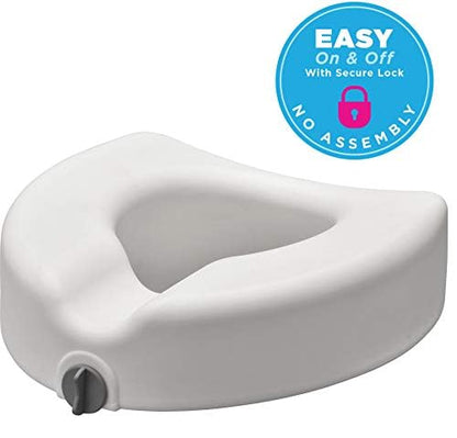 NOVA Toilet Seat Riser – Adds 5” Height, Raised Toilet Seat with ON/Off Front Lock, 300 lb Capacity, Fits Standard & Elongated Toilets, Slip-Resistant Bathroom Safety Aid for Seniors - style: WithoutArms