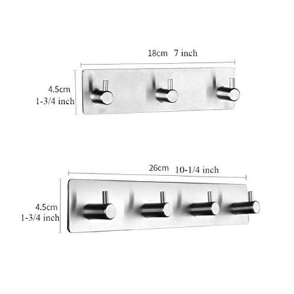 Self Adhesive Stainless Steel Hooks, Wall Mounted Heavy Duty Hanger, Key Rack Towel Hooks for Bathroom, Living Room, Kitchen (3 Hooks) - color: 3 Hooks