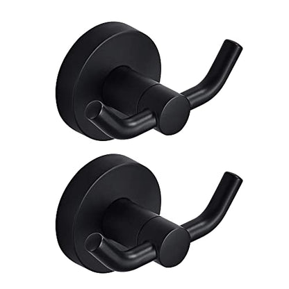 MARMOLUX ACC - 2pack Black Bathroom Hooks for Towels | Modern Black Hooks, Double Robe & Towel Hooks Ideal as Bathroom Towel Holder, Shower Wall Hook, Kitchen Hand Towel Holder - color: Matte Black (2pcs)
