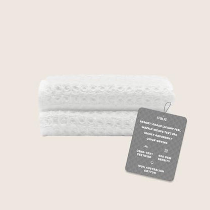 Sedona Waffle Washcloths, 410 GSM 100% Cotton, Set of 2, Soft Textured Face Towels, Quick-Drying & Gentle, White - color: White, style: Washcloth (Set of 2)