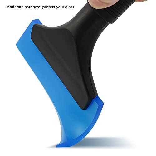 FOSHIO Small Squeegee with 5 Inch Dark Blue Rubber Blade Mini Wiper Window Tinting Tools for Mirror Glass Window Cleaner with Non-Slip Handle - color: Pure Blue