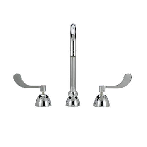 Zurn Z831B4-XL AquaSpec Widespread Gooseneck Faucet, 5 3/8" Spout, 2.2 GPM Pressure-Compensating Aerator, 4" Wrist Blade Handles, Chrome