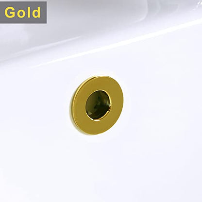 2Pcs Sink Overflow Cover, Sink Trim Overflow Ring, Round Caps Brass, Golden - color: Golden