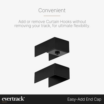 Curtain Track - Ceiling Mounted Curtain Rail for Curtains, Drapes, and Room Dividers - USA Made - Small+ (12 Feet), Jet Black - color: Jet Black, size: Small+ (12 Feet)