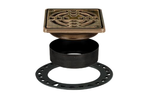 Schluter Kerdi-Drain Classic Shower Grate Kit with Integrated Slope Bonding Flange - Ideal for Tile Showers - 4" Grate Size, Square, Oil-Rubbed Bronze Grate Finish - KD4GRKEOB